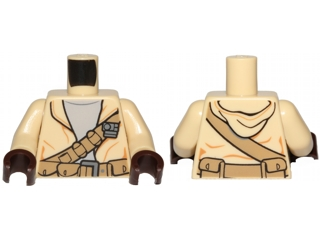 LEGO part Torso SW Hooded Shirt over Light Bluish Gray Undershirt and Dark Tan Straight and Diagonal Belts with Pockets Pattern / Tan Arms / Dark Brown Hands 973pb2205c01