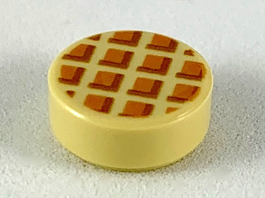 Tile, Round 1 x 1 with Waffle, Medium Nougat Squares with Dark Orange Edges Pattern