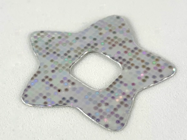 LEGO part Clikits, Icon Accent Plastic Star 3 1/4 x 3 1/4 with Holographic Grid of Squares Pattern 46580plspb01