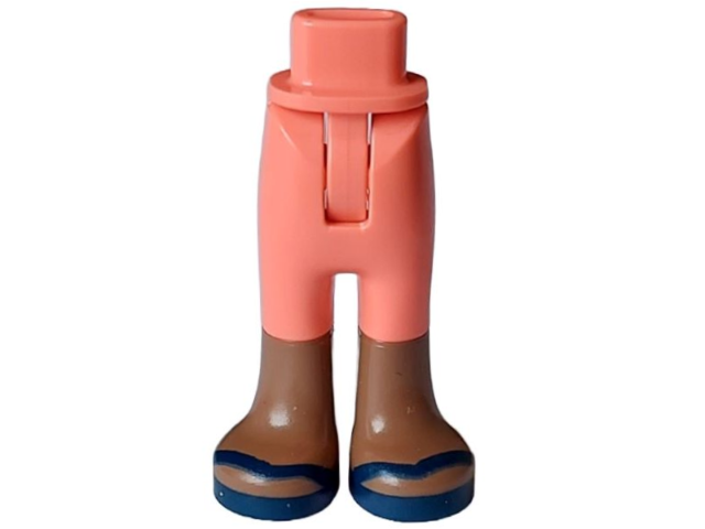 Mini Doll Hips and Trousers with Back Pockets with Molded Medium Brown Lower Legs / Boots and Printed Dark Blue Sandals Pattern - Thin Hinge