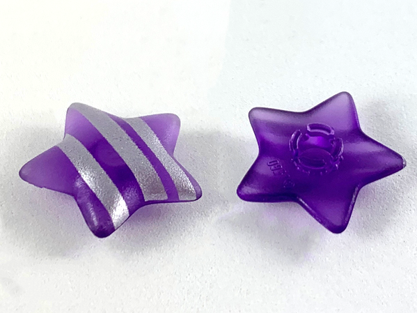 LEGO part Clikits, Icon Star 2 x 2 Large with Pin with Silver Stripes Pattern 45462pb05