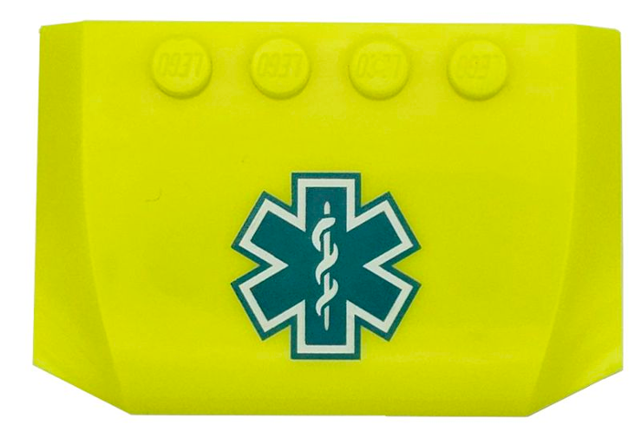 Wedge 4 x 6 x 2/3 Triple Curved with Dark Turquoise EMT Star of Life Pattern