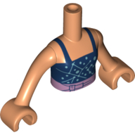 LEGO part Torso Mini Doll Girl Dark Blue Halter Top with Star Constellations and Heart Pattern, Nougat Arms with Hands (FTGpb303c01)