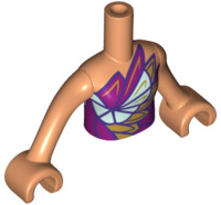 LEGO part Torso Mini Doll Girl Strapless Dress Top with Gold, Light Aqua and Magenta Pattern, Nougat Arms with Hands (FTGpb321c01)