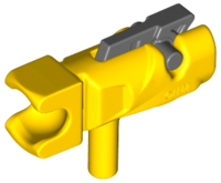 Minifigure, Arma Pistola, Mini Blaster / Sparatore / Bocchetta Fuoco con Presa Sfera Traino e Grilletto Grigio Azzurrino Scuro (23922 / 15392)