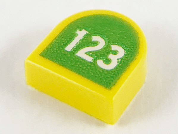 Tegel, Rond 1 x 1 Halve Cirkel Uitgebreid met Wit '123' op Limoen Achtergrond Patroon