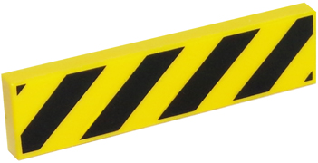 Piastrella 1 x 4 con Strisce Pericolo Nero e Giallo (Angoli Neri)
