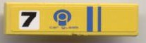 Kachel 1 x 4 mit Schwarz '7' und 'CAR GLASS' und Blau Streifen Muster (Aufkleber) - Set 8124