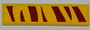 Fliese 1 x 4 mit Dunkelrot Tiger Streifen Muster (Aufkleber) - Set 5885
