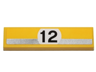 Tile 1 x 4 with Silver Stripe with Black Dots and '12' in White Circle Pattern (Sticker) - Set 40193