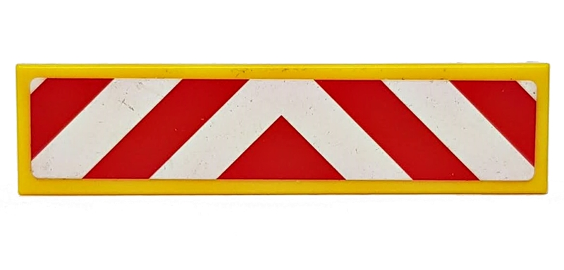 Piastrella 1 x 4 con Motivo Strisce di Pericolo Chevron Rosso e Bianco Spesse, Rosso al Centro (Adesivo) - Set 60022 / 60183