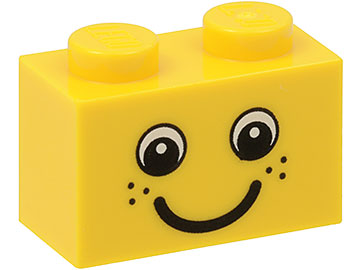 Stein 1 x 2 mit Augen und Sommersprossen und Lächeln Muster