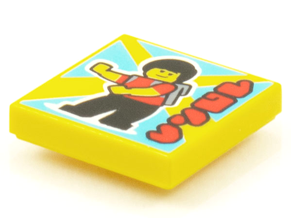 Tile 2 x 2 with BeatBit Album Cover - Minifigure with Backpack Dancing Pattern
