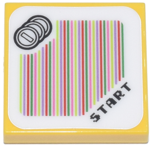 Piastrella 2 x 2 con Motivo Codice Scanner Super Mario Monete e 'START' (Adesivo) - Set 71390 / 71434