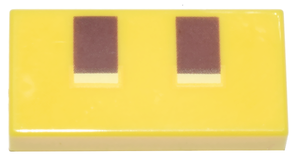 Tile 1 x 2 with Pixelated Reddish Brown and Bright Light Yellow Rectangles Pattern (Minecraft Sniffer Nostrils)