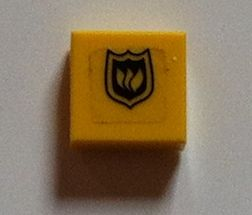 Tile 1 x 1 with Black Fire Logo Badge Pattern (Sticker) - Set 7240