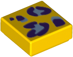 Tile 1 x 1 with Bright Light Blue and Dark Purple Leopard Spots Pattern