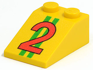 Slope 33 3 x 2 with Red Number 2 and Two Green Stripes Pattern