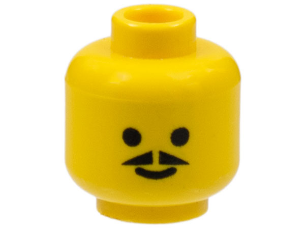 LEGO part Minifigure, Head Standard Grin with Pointed Moustache Pattern 3626p03