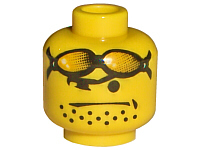 LEGO part Minifigure, Head Glasses with Orange Sunglasses on Forehead, Stubble Pattern 3626pb0116