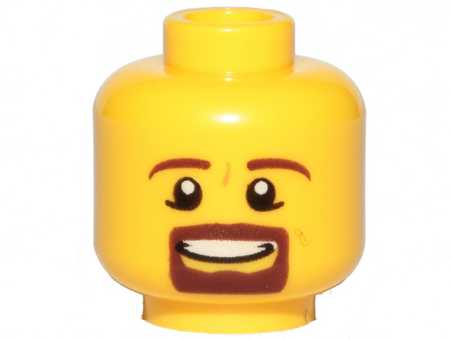 LEGO part Minifigure, Head Male Brown Beard and Eyebrows, Goatee, Pupils, Teeth Pattern 3626pb0852