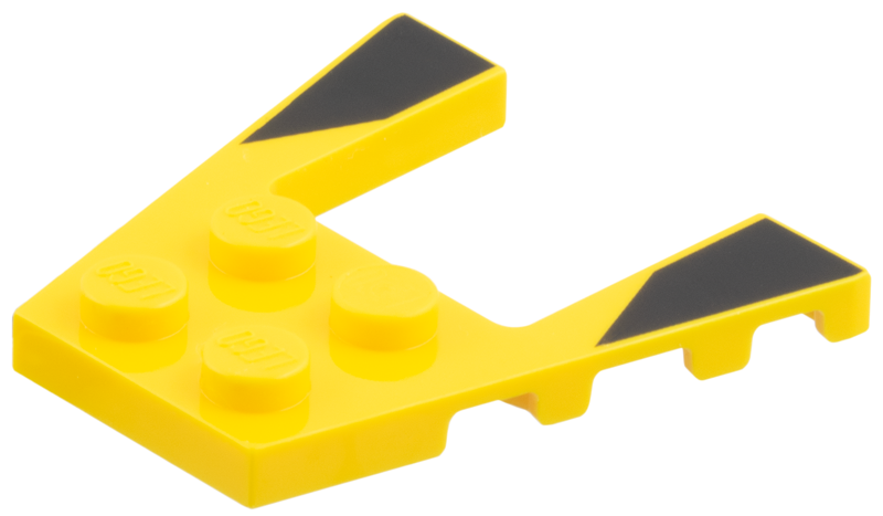LEGO part Wedge, Plate 4 x 4 with Black Diagonal Panels Pattern 43719pb02