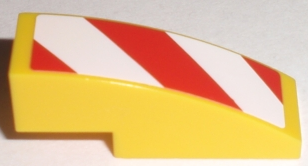 Slope, Curved 3 x 1 with Red and White Danger Stripes Pattern Model Right Side (Sticker) - Sets 7208 / 7630 / 7633 / 7936