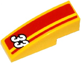 Slope, Curved 3 x 1 with White '33' and Red Stripes Pattern (Sticker) - Set 60082