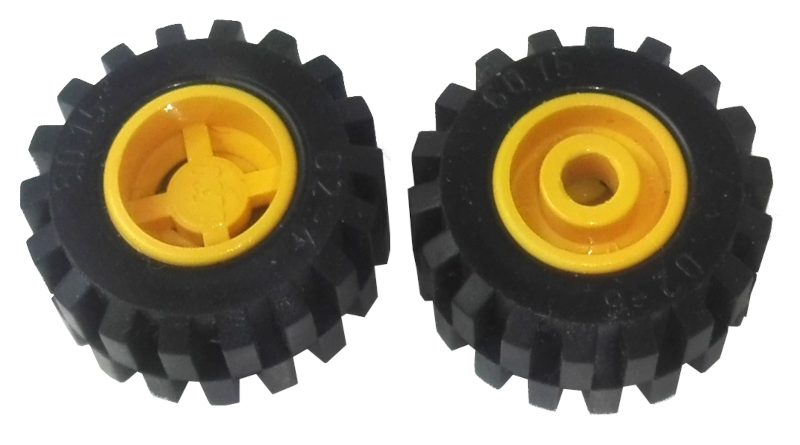 Wheel 11mm D. x 12mm, Hole Round for Wheels Holder Pin with Black Tire 21mm D. x 12mm - Offset Tread Small Wide (6014a / 6015)