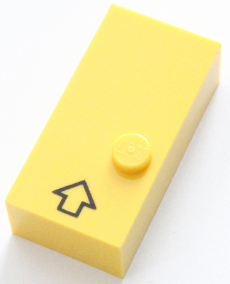 Brick, Braille 2 x 4 with 1 Stud with Black Arrow / Capital Prefix Pattern (dots-6 ⠠) (English)