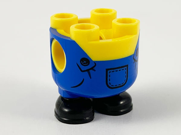 Lower Body, Rounded, Short Legs with Blue Overalls and Black Shoes Pattern