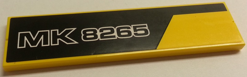 Stickered Assembly 8 x 2 with Black Line and 'MK 8265' Pattern Model Right Side (Sticker) - Set 8265 - 2 Tile 1 x 8