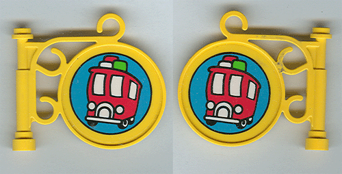 Fabuland Sign on Pole with Bus Pattern (Stickers) - Set 3719