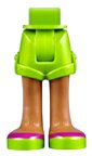 Mini Doll Hips and Shorts with Medium Nougat Legs and Lime Shoes with Magenta Stripes Pattern - Thick Hinge