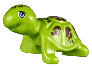 LEGO part Turtle, Friends / Elves with Bright Light Blue Eyes and Reddish Brown Spots Pattern (Bubbles) (11603pb01)