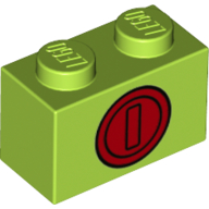 Brick 1 x 2 with Red Coin Pattern