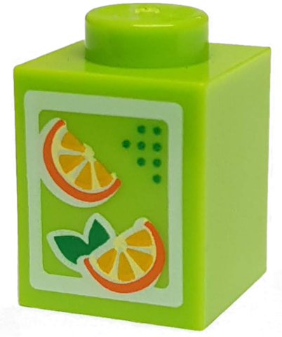 Brick 1 x 1 with Oranges Pattern (Juice Carton)
