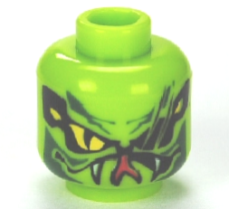 Minifigure, Head Alien with Yellow Snake Eyes and Mouth with Fangs Pattern