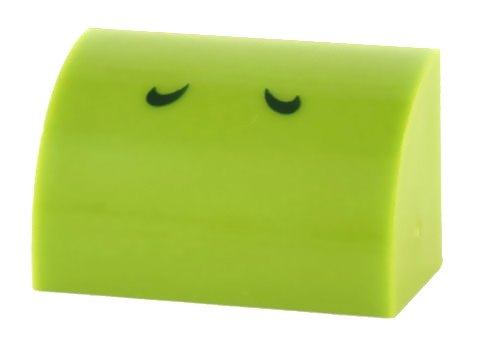 Slope, Curved 1 x 2 with 2 Dark Green Curved Lines Pattern (Super Mario Yoshi Nostrils)
