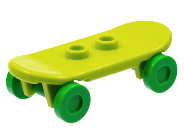 Minifigure, Utensil Skateboard Deck with Bright Green Wheels (42511 / 2496)