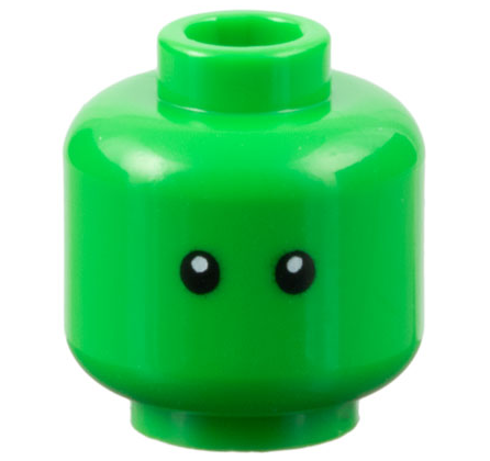 Minifigure, Head Black Eyes with White Pupils Pattern - Vented Stud