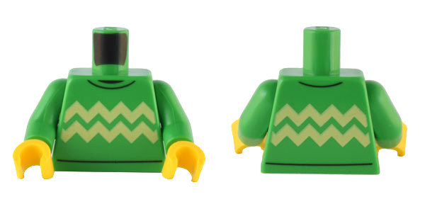 Torso Sweater with Bright Light Yellow Zigzag Lines Pattern / Bright Green Arms / Yellow Hands