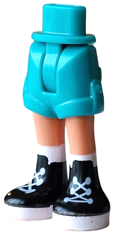 Mini Doll Hips and Shorts with Molded Nougat Legs and Printed Black and White Boots with Laces Pattern - Thin Hinge