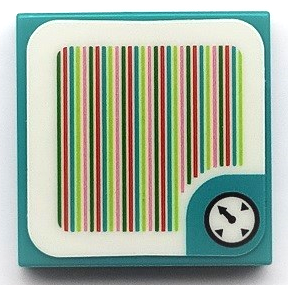 Piastrella 2 x 2 con motivo Super Mario Scanner Code Time Block / Timer / Clock (Adesivo) - Set 71389 / 71408