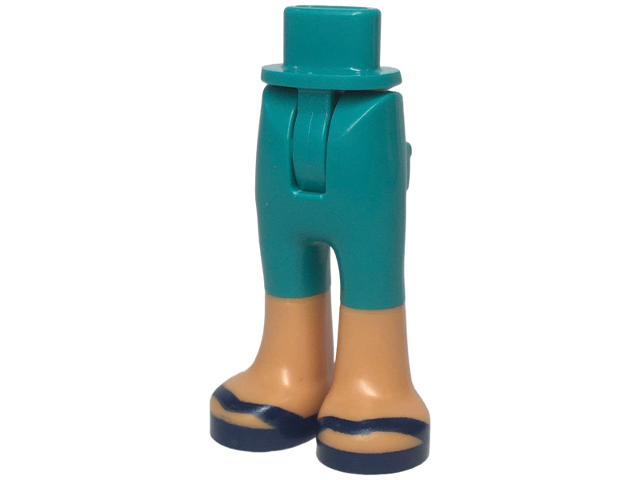 Mini Doll Hips and Trousers with Back Pockets with Molded Nougat Lower Legs / Boots and Printed Dark Blue Sandals Pattern - Thin Hinge