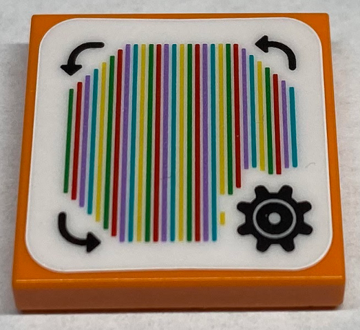Tile 2 x 2 with Super Mario Scanner Code Customization Time Block, Gear and Curved Arrows, Zigzag Corner Pattern (Sticker) - Set 71380