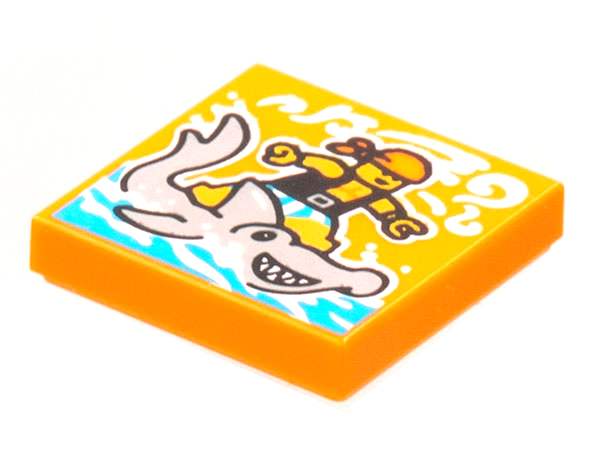 Tile 2 x 2 with BeatBit Album Cover - Pirate Surfing on Hammerhead Shark Pattern