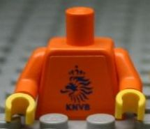 Torso Soccer Dutch National Player, KNVB Logo Sticker Front, Black/White Number Sticker Back Pattern (specify number in listing) / Orange Arms / Yellow Hands