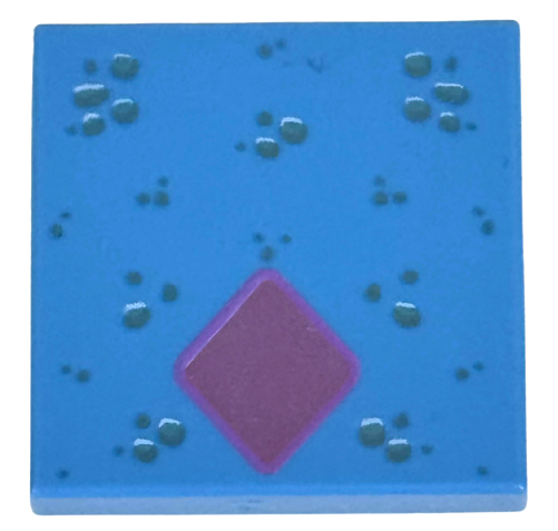 Tile 2 x 2 with Metallic Light Blue Spots and Metallic Pink Diamond Pattern (Bruni)