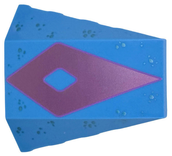 Wedge 4 x 4 Triple Curved No Studs with Metallic Light Blue Spots, Metallic Pink Diamond with Cutout Pattern (Bruni)